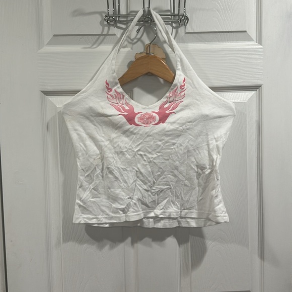 Harley Davidson white halter top tank - Picture 2 of 4